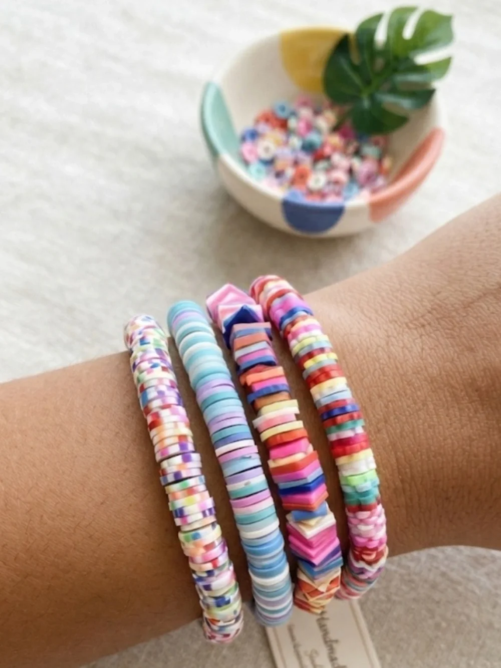 Kids Colorful Heishi Clay Beaded Bracelets Stack Set